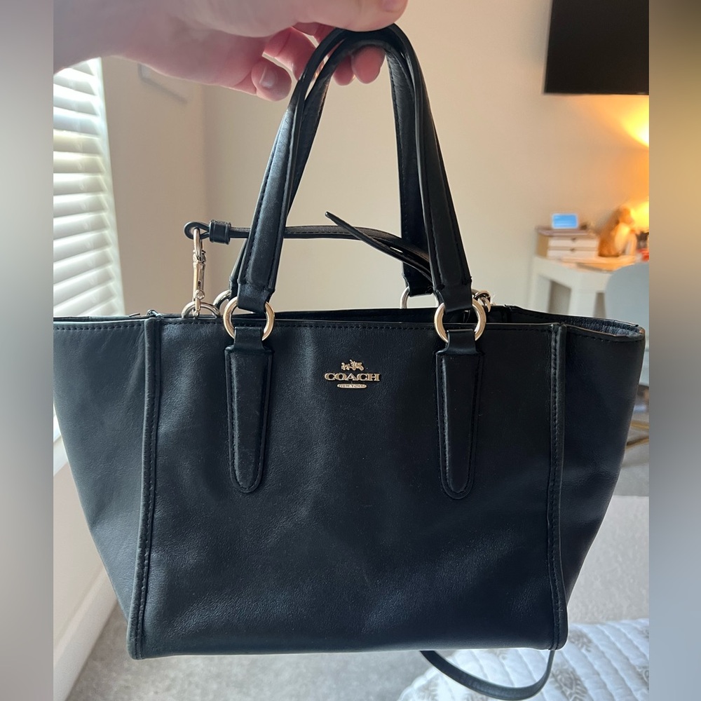 Coach Black Leather Mini Crosby Carryall Bag